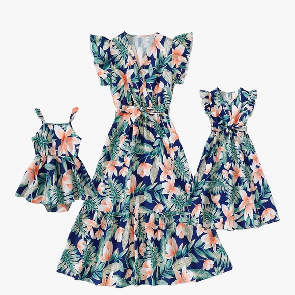 Floral Maxi Dress with Tropical Print Mommy + Baby Dress - Picture 1 of 7